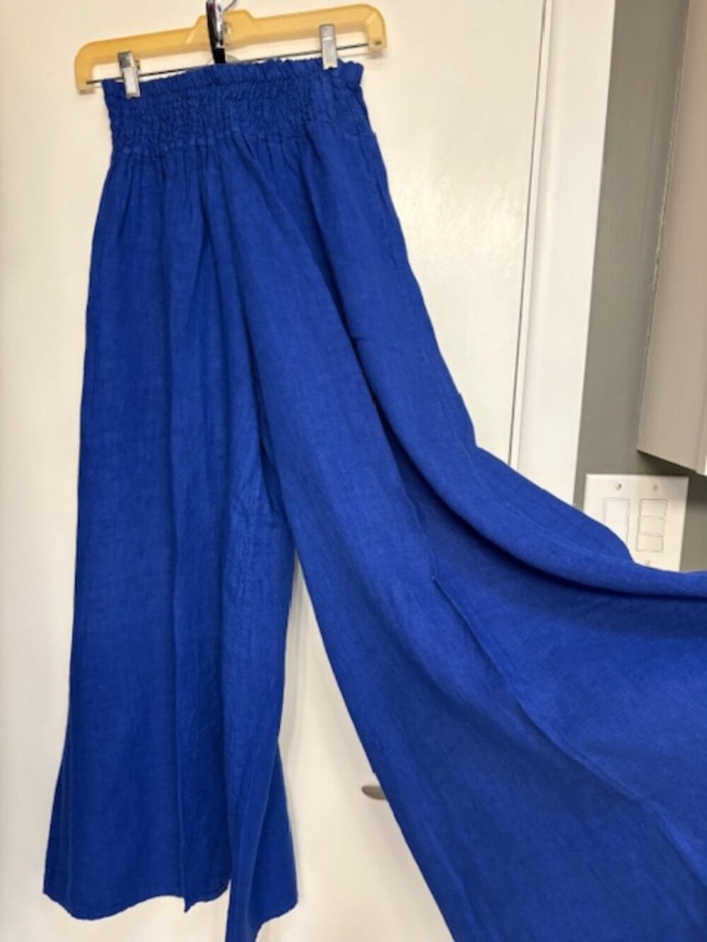 Blue Linen one-size fits all wide-legged pants